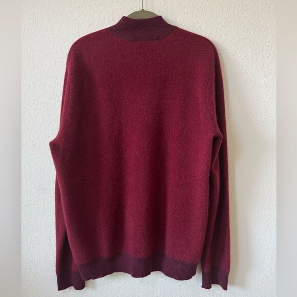 Saks 5th Avenue 100% Cashmere 1/4 Zip Pullover Sweater Men’s XL Burgundy Preppy - Picture 6 of 6
